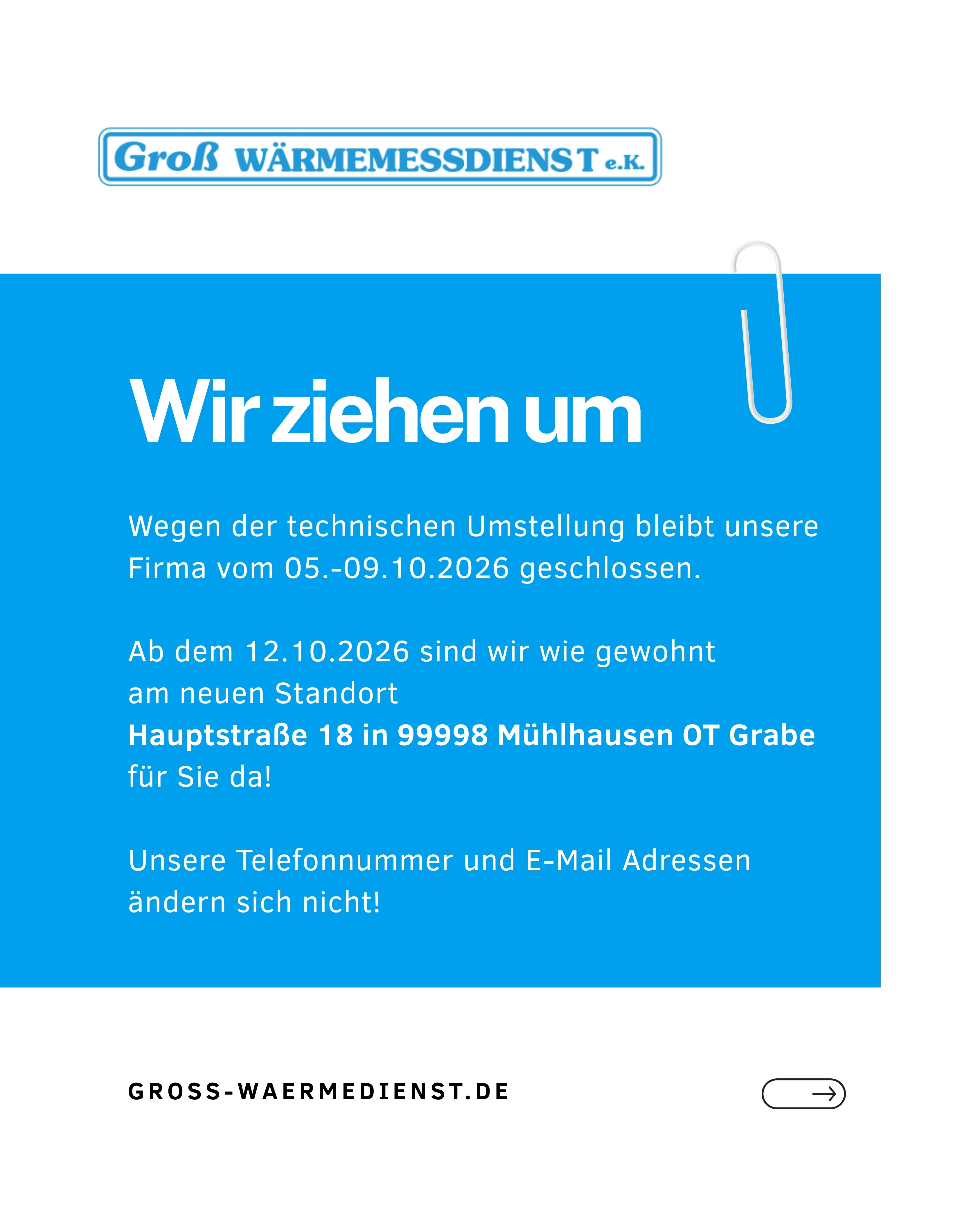 Wir ziehen nach Grabe um